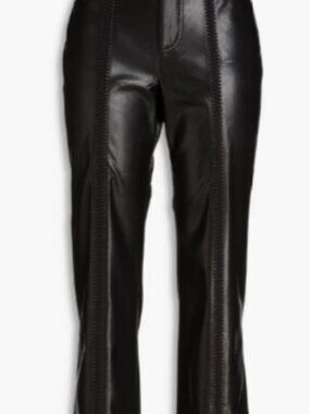 NANUSHKA Faux Leather Crop Flare Pants Trousers Embroidered Size M